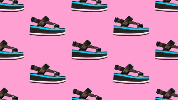 Minimale bewegingskunst. Fashion zomerschoenen Trends platform — Stockvideo