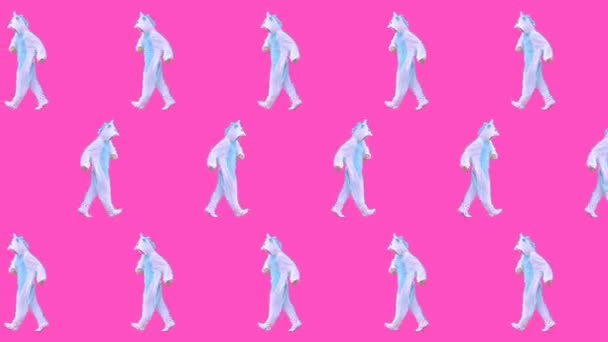 Arte de design de movimento mínimo. Moda Unicórnio em um fundo rosa — Vídeo de Stock