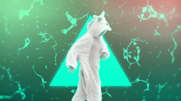 Minimal Motion design kunst. Fashion Unicorn op een geometrische achtergrond — Stockvideo