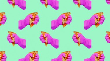 Minimum hareket tasarım sanatı. Uzayda moda pizza arka planı