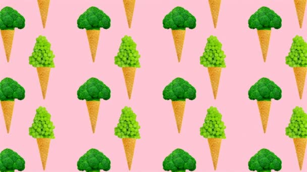 Arte de diseño de movimiento mínimo. Fondo de helado vegano — Vídeo de stock