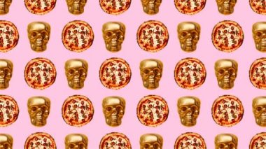 Moda tasarımı kafatası ve pizza aşığı sanatı