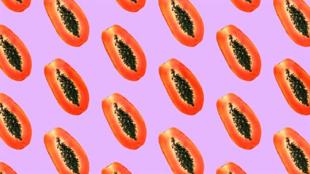 Projektowanie ruchu mody. Wzór Papaya Świeże owoce wibracje — Wideo stockowe