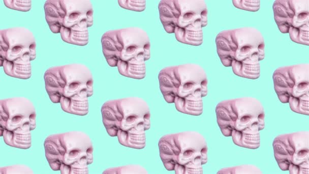 Fashion motion pattern art. Skull minimal — Stock Video