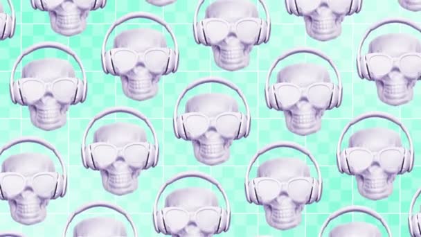 Искусство модного дизайна. Skull DJ vibes background Minimal — стоковое видео