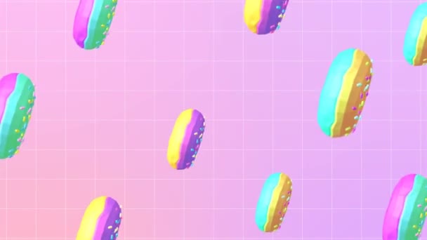 Minimal motion art. Fashion 3d Donuts pattern design — Stock Video