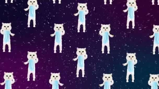 Minimale Animationskunst. Katze tanzt im Weltraum. Gute Stimmung sorgt für Partystimmung — Stockvideo