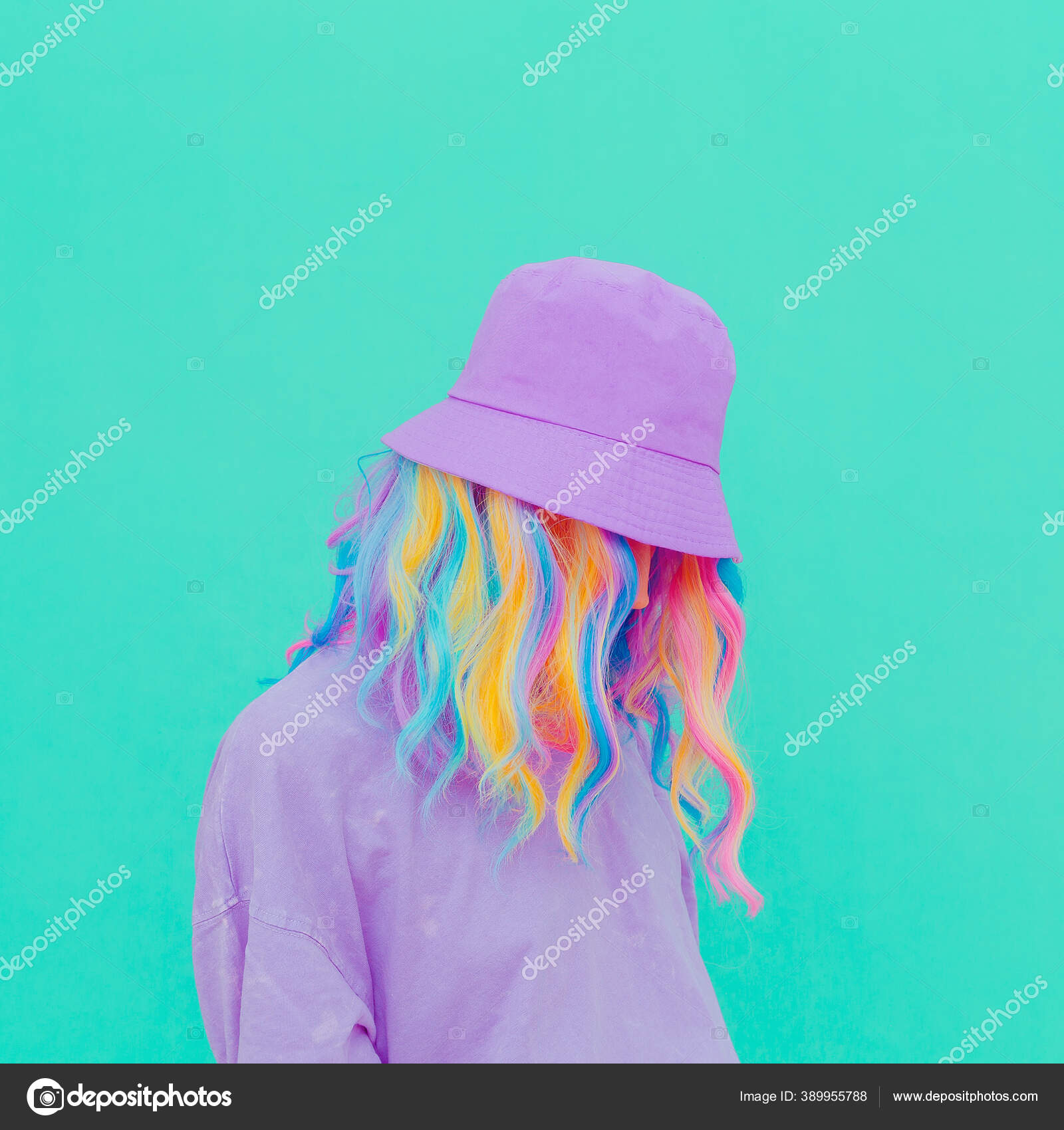 Aesthetic Summer Fashion Girl Trendy Bucket Hat Stylish Pastel Colours Stock Photo Image By C Porechenskaya 389955788