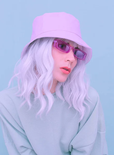 Fashion Girl aesthetic.  Stylish sunglasses and bucket hat. Ideal for bloggers, websites, magazines, business owners