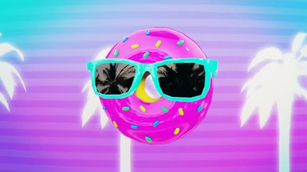 Minimale bewegingsmode kunst. Zomerdonuts stemming — Stockvideo