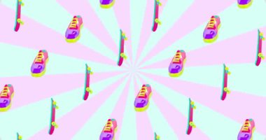 Moda Animasyon Modeli. Ayakkabılar ve paten. Şehir kültürü