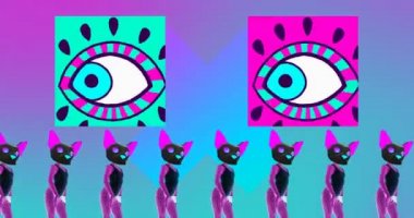 Çağdaş animasyon sanatı. Dans eden moda kedileri. Kabare titreşimleri