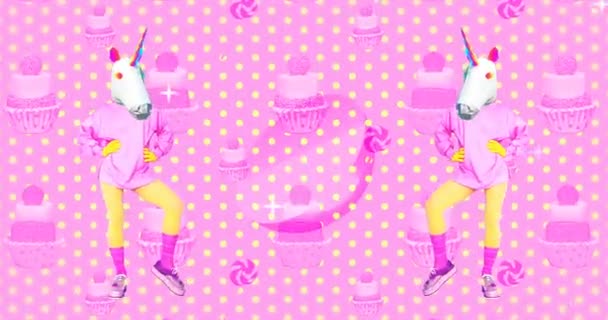 Motion Design. Candy Mood. Licorne dansante — Video