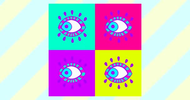 Animation colorful art. Fashion eye. Minimal design — Stock Video