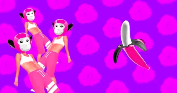 Design de movimento mínimo. Dançando macaco bom estilo de festa — Vídeo de Stock