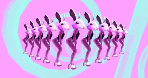 Mode animation design. Sexiga Dancing Bunny. Vaniljparty Rosa vibbar — Stockvideo