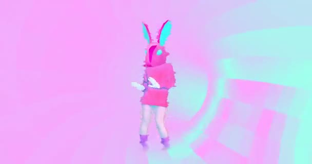 时尚动画设计。跳舞的兔子。香草党的活力 — 图库视频影像