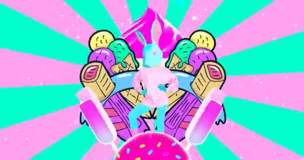 Fashion animation design. Candy Dancing Bunny. Vanilla Party vibes. Ideal for Night club — Stock Video