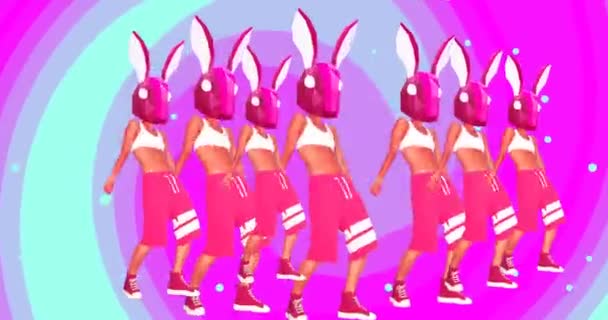 Diseño de animación de moda. Bailando Bunny Freak. Vibraciones de movimiento del partido. Ideal para discoteca — Vídeo de stock