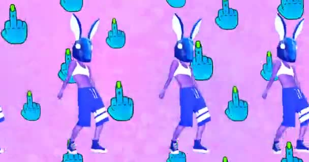 Design d'animation de mode. Le Bunny Freak dansant. Vibes de motion de parti. Idéal pour boîte de nuit — Video