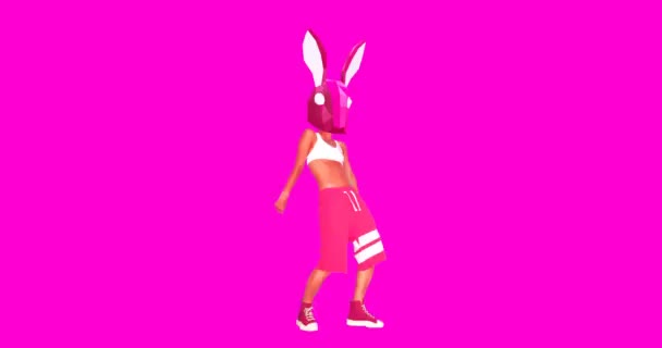 Fashion animation design. Dancing Bunny Freak . Agressive mood. Ideal for Night club — Stock Video