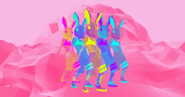 Mode-Animationsdesign. Tanzender Hasenfreak. Partystimmung. Ideal für Nachtclub — Stockvideo