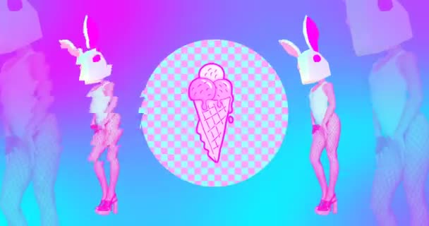 Mode-Animationsdesign. Tanzen Sexy Bunny Freak. Ideal für Nachtclubparty — Stockvideo