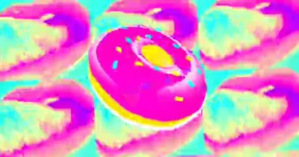 Diseño de animación mínima. Fondo de labios y donut. Donut amante concepto — Vídeo de stock