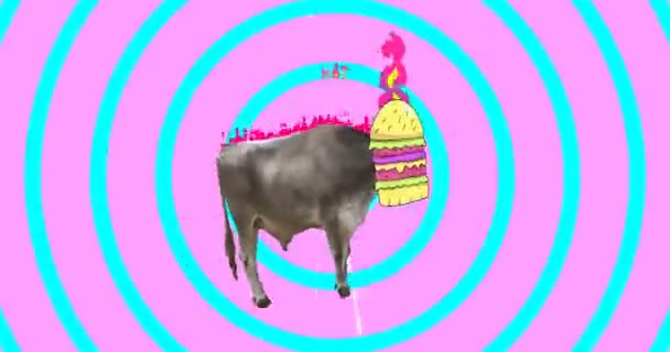 Animasyon en az sanat. Fast food konsepti. Burger Bull. — Stok video