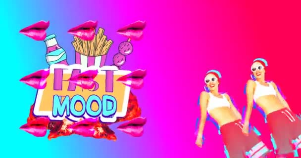 Minimaal animatie ontwerp. Fast food kunst. Fast food lover concept — Stockvideo