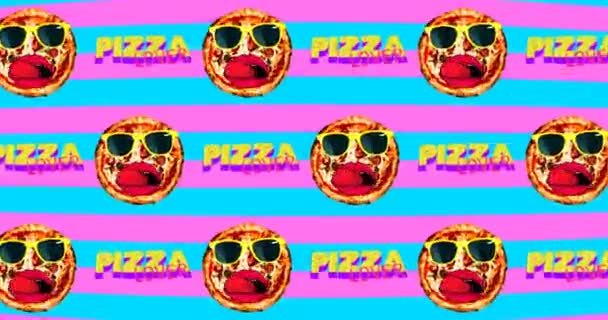 Diseño del patrón de movimiento. Pizza. Patrón amante de la pizza — Vídeo de stock