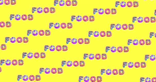 Motion seamless pattern design. Text Food. Fast food concept — Stock Video