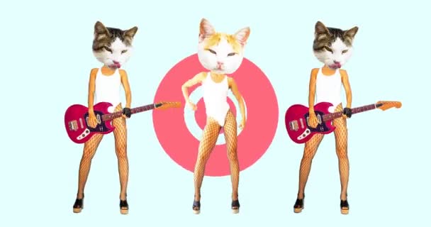 Modernes Animationsdesign. Sexy Katze lustige Rockband