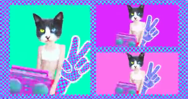 Minimale Animationskunst. Funny Cat Urban Dance Disco Stil