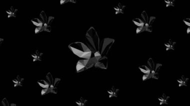 Gif animasyon sanatı. 3D siyah çiçek. Desen. Ritmik hareket