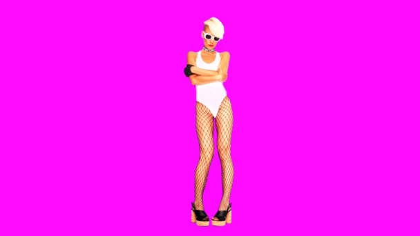 Animazione gif art. Sexy danza ragazza rock clubbing stile di moda — Video Stock