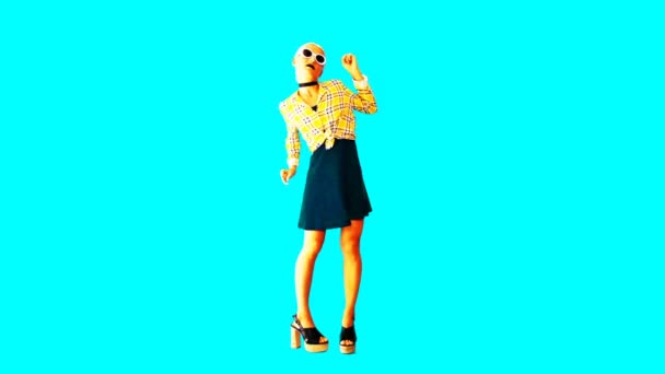 Desenho de animação Gif. Moda menina roupa vintage — Vídeo de Stock