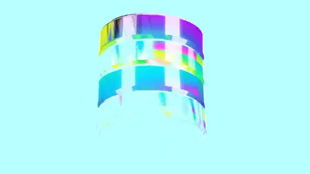 Gif animation art. 3d geometric object glitch effect — Stock Video