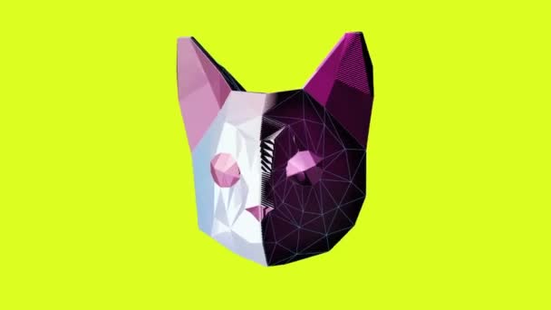 Мультипликационное искусство. 3d Cat face — стоковое видео