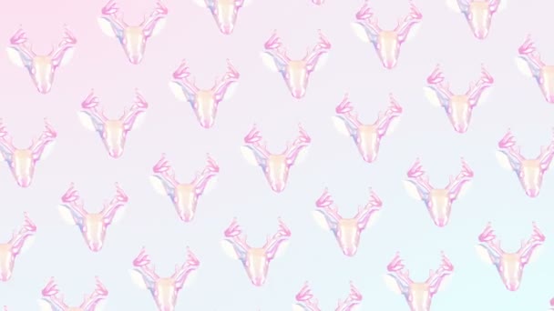 Gif animation konst. 3D hjort ansikte mönster design, pastell rosa trender — Stockvideo