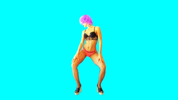 Τέχνη κινουμένων σχεδίων Γκιφ. Εμπρός χορεύτρια Σέξι Κορίτσι — Αρχείο Βίντεο
