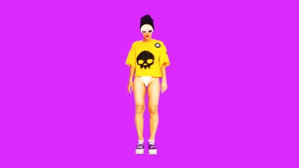 Animación gif art. Hipster Tomboy Girl Street style Concepto urbano — Vídeo de stock