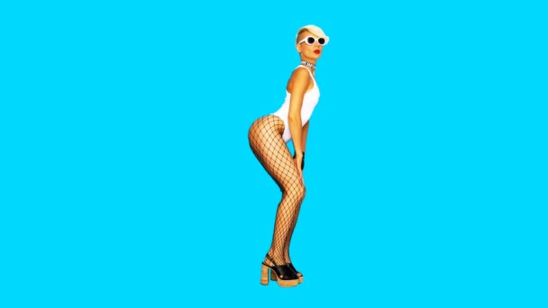 Minimal animation art. Sexy dancing Lady Rock clubbing style — Stock Video