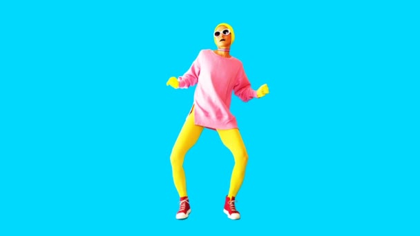 Gif animation design. Fashion girl in colorful stylish outfit — Stock Video