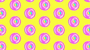 Minimum hareket gif sanatı. 3D pembe çörekler dinamik desen titreşimleri