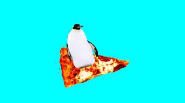 Minimum hareket tasarımı. Fast food bağımlıları. Pizzada penguen sörfü