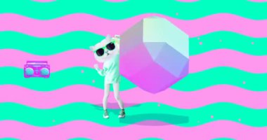 Gif animasyon sanatı. Dans eden kedicik. Sinek hareketi tasarımı