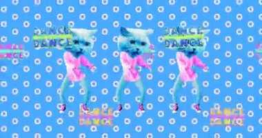 Minimum animasyon tasarımı. Kedi moda dansçısı şeyleri.