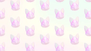 Minimum animasyon gif sanatı. 3 boyutlu tilki surat deseni. Pastel pembe eğilimler