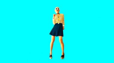Gif animasyon tasarımı. Moda Komik Model Vintage kıyafet